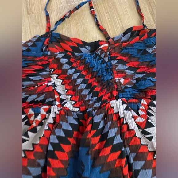 🔥🔥Billabong Red Black Blue Boho Crisscross Back Lined Beach Mini Dress - Picture 7 of 9